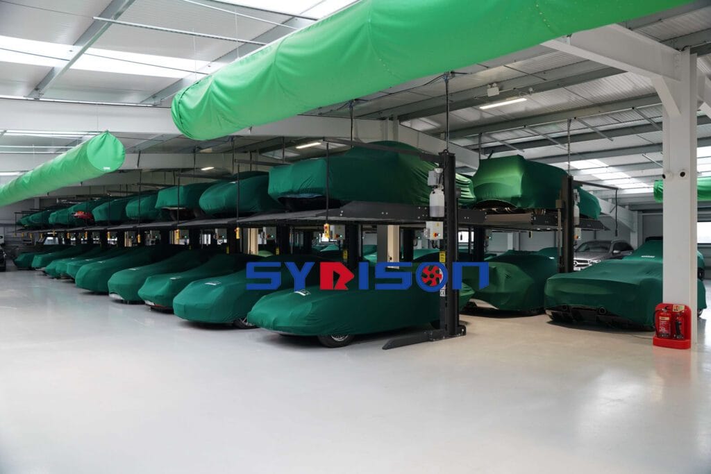 38 units customized 2 post parking lift project for luxury car storage facility in UK