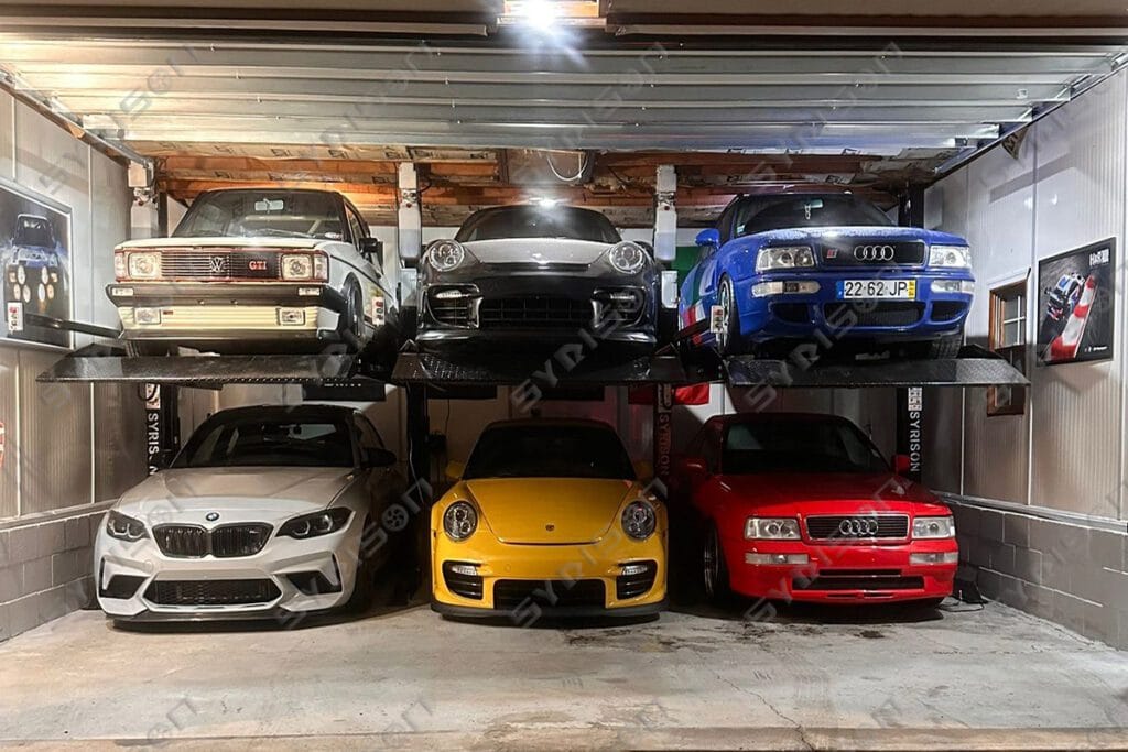 3 units of 2 post parking lifts installed in USA private garage