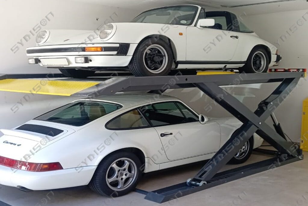 Two-Car Scissor Parking Lift Project by SYRISON