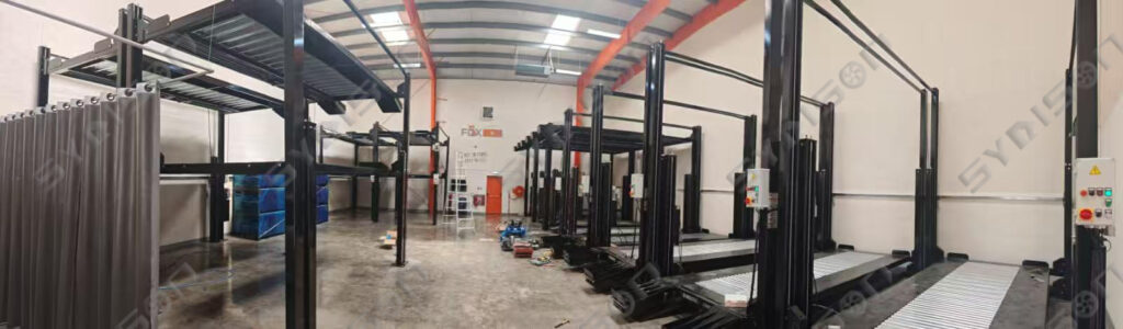 Successful installation of 12 stacker car parking units for 36 cars in Dubai Investment Park, UAE.