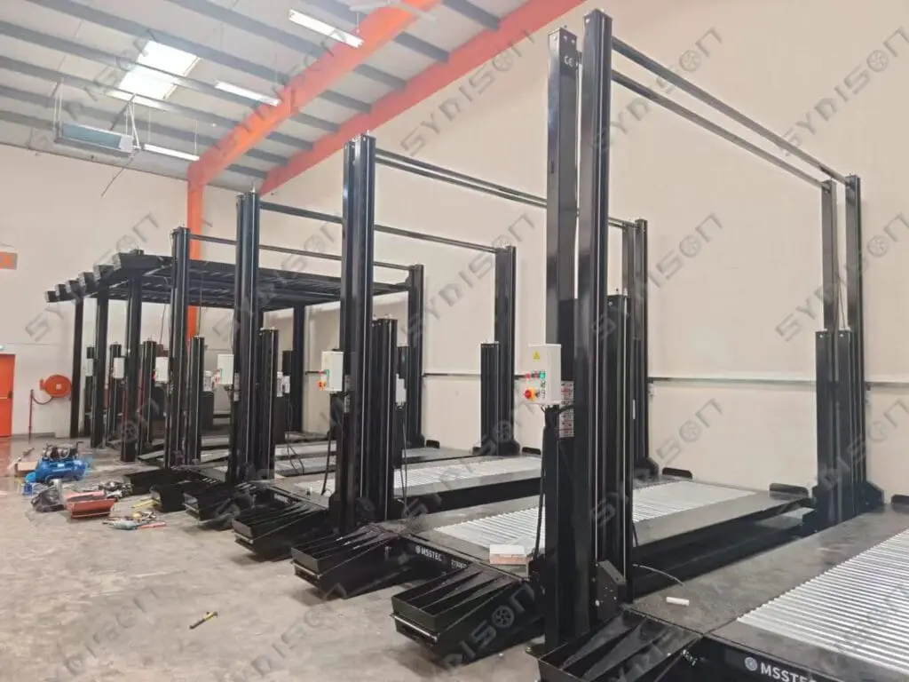 Heavy duty TFPP triple stacker parking system designed for SUV storage with 3.6 ton capacity