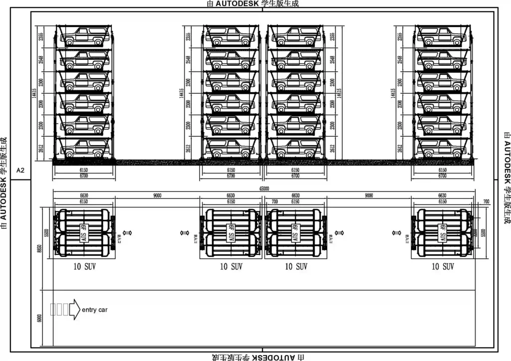 Syrison 6-level SUV rotary parking system engineering layout drawing