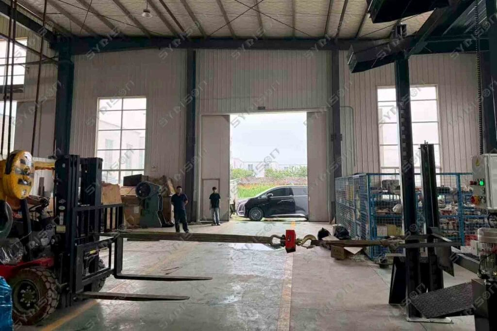 Syrison TFPP CE Lateral Pull Test for Car Lift Roll-off Protection Plates