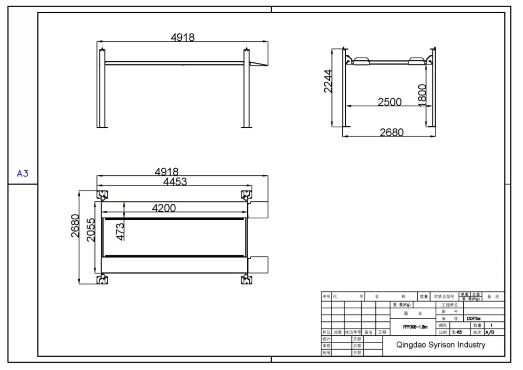 4 post car parking lift size drawing wider platform 1800mm lifting height