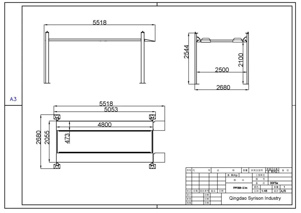 syrison 4 post car parking lift size drawing wider platform 2100mm lifting height