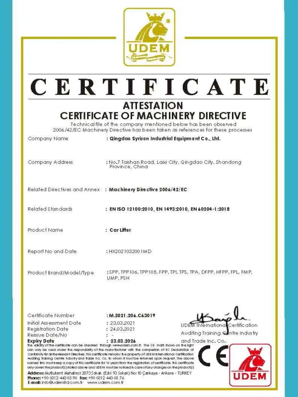 CE certification M.2021.206.C63019 Syrison