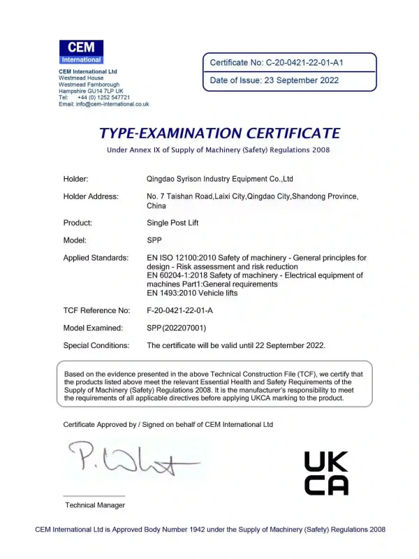 UKCA SPP Certificate